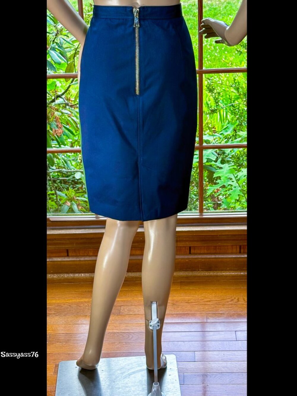 ▪️GIVENCHY▪️Green & Blue Color Block Cotton Exposed Back Zip Midi Pencil Skirt - Picture 3 of 5